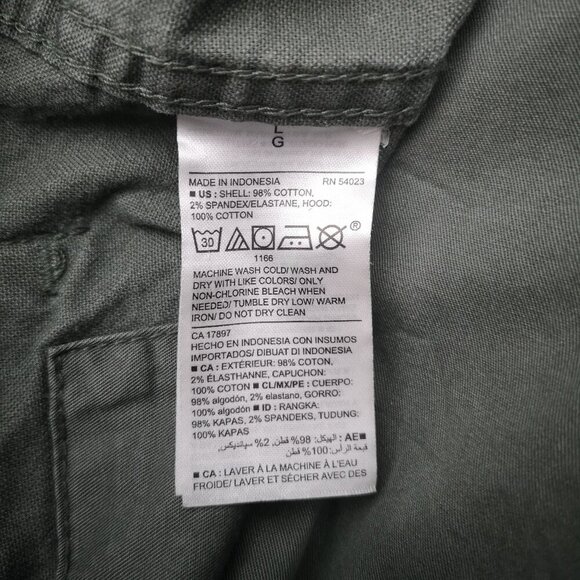 Old Navy Men's Size Large Olive Zipper & Snap Closure Jacket w/ Packable Hood - Picture 4 of 14